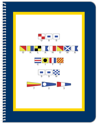 Thumbnail for Personalized Nautical Flags Notebook - Navy Blue and Gold - Flags with Grey Letters - Front View