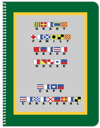 Thumbnail for Personalized Nautical Flags Notebook - Green and Gold - Flags with Large Letters - Front View