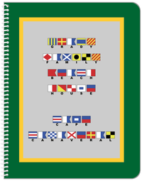 Thumbnail for Personalized Nautical Flags Notebook - Green and Gold - Flags with Small Letters - Front View
