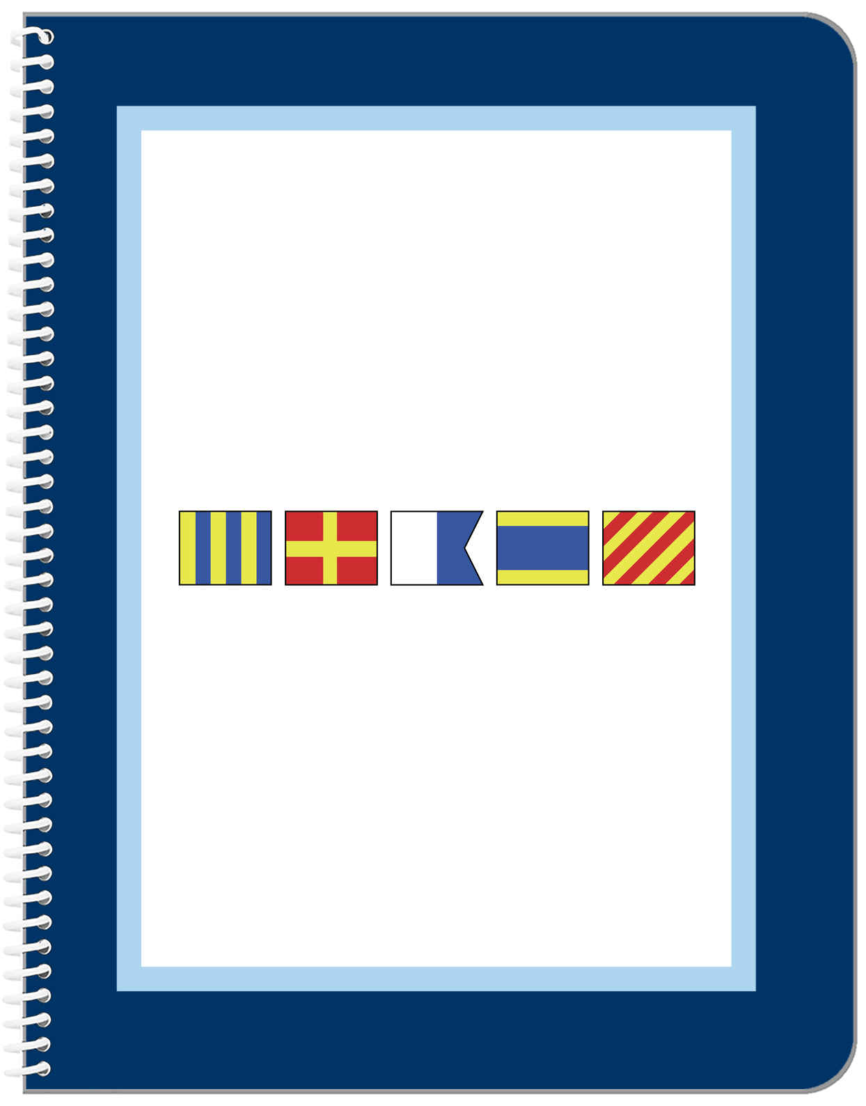 Personalized Nautical Flags Notebook - Navy and Blue - Flags without Letters - Front View