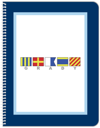 Thumbnail for Personalized Nautical Flags Notebook - Navy and Blue - Flags with Grey Letters - Front View