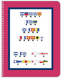 Thumbnail for Personalized Nautical Flags Notebook - Pink and Blue - Flags with Large Letters - Front View