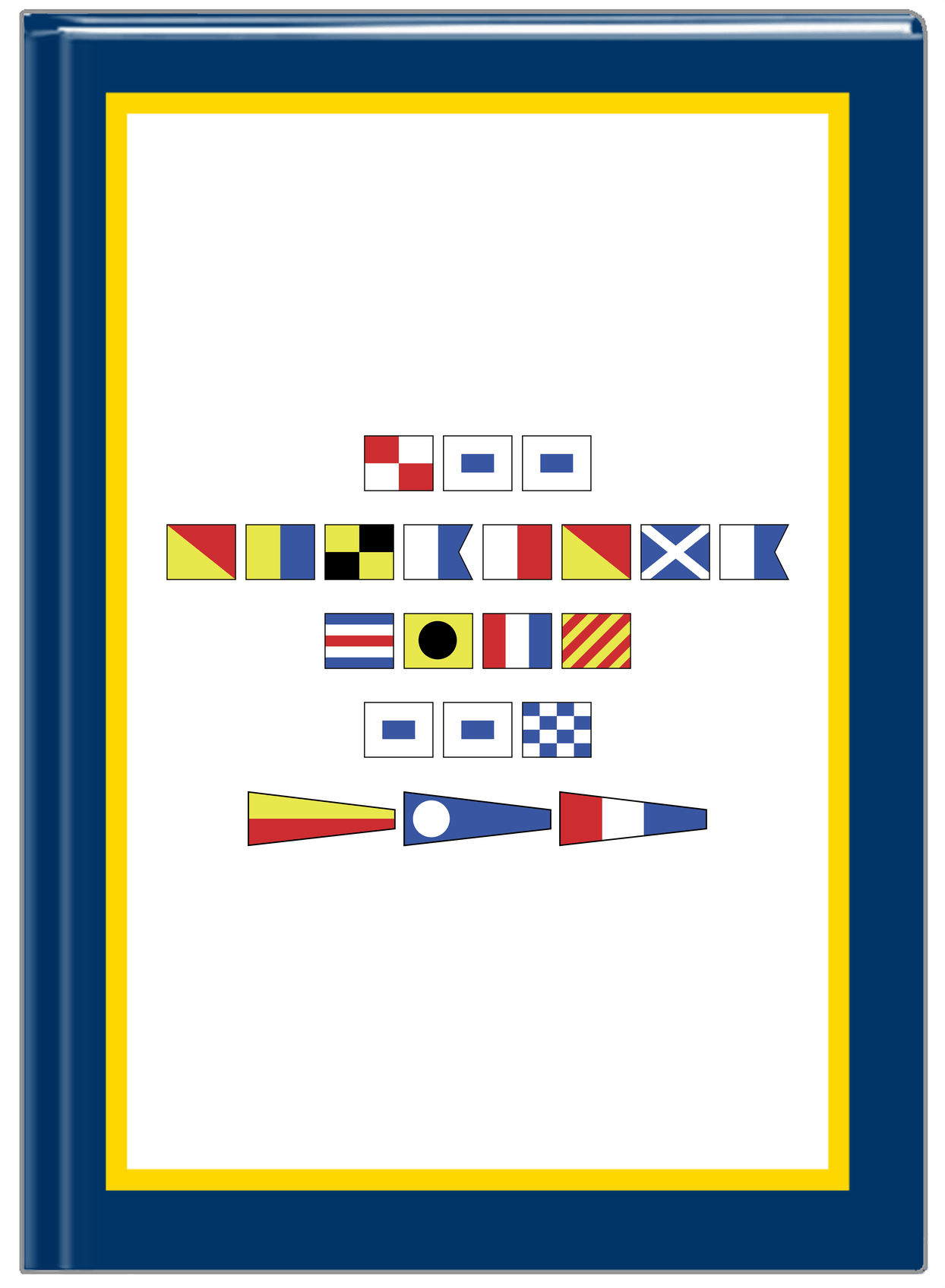 Personalized Nautical Flags Journal - Navy Blue and Gold - Flags without Letters - Front View