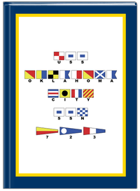 Thumbnail for Personalized Nautical Flags Journal - Navy Blue and Gold - Flags with Small Letters - Front View