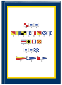 Thumbnail for Personalized Nautical Flags Journal - Navy Blue and Gold - Flags with Grey Letters - Front View