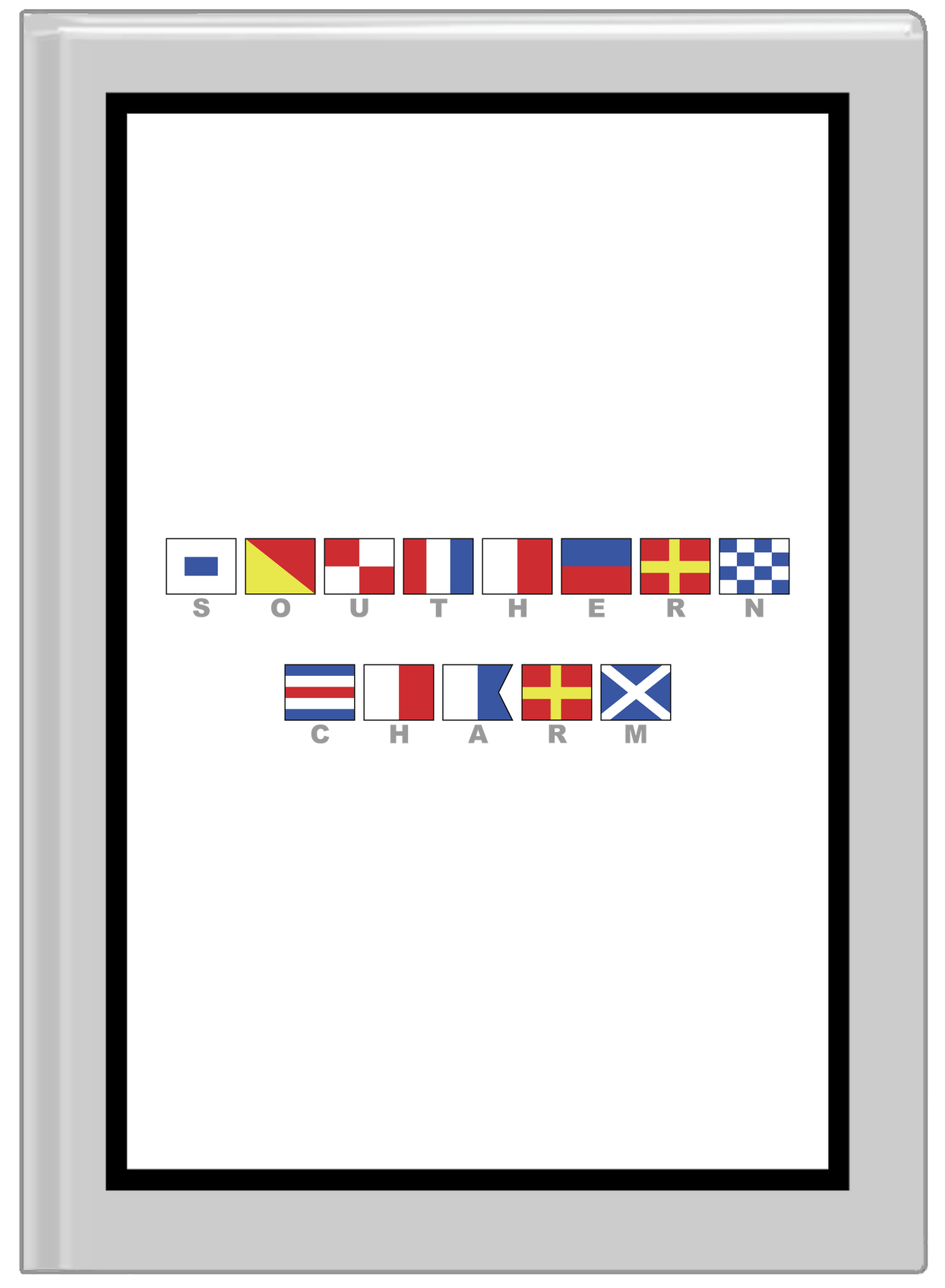 Personalized Nautical Flags Journal - Grey and Black - Flags with Grey Letters - Front View