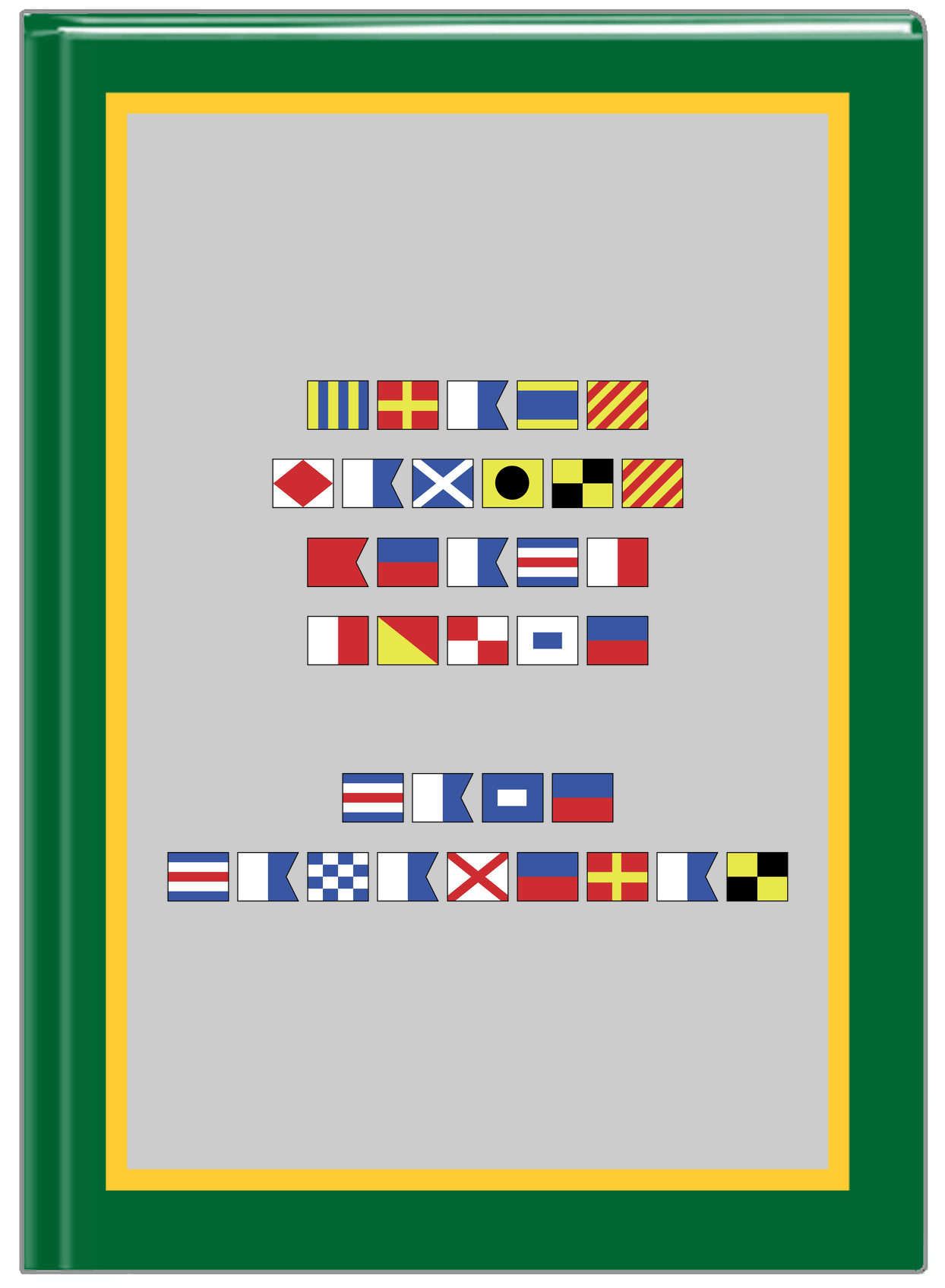 Personalized Nautical Flags Journal - Green and Gold - Flags without Letters - Front View
