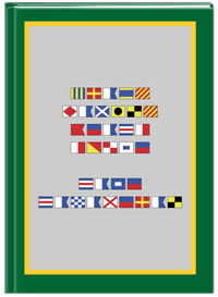 Thumbnail for Personalized Nautical Flags Journal - Green and Gold - Flags without Letters - Front View