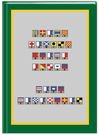 Thumbnail for Personalized Nautical Flags Journal - Green and Gold - Flags with Light Brown Frames - Front View