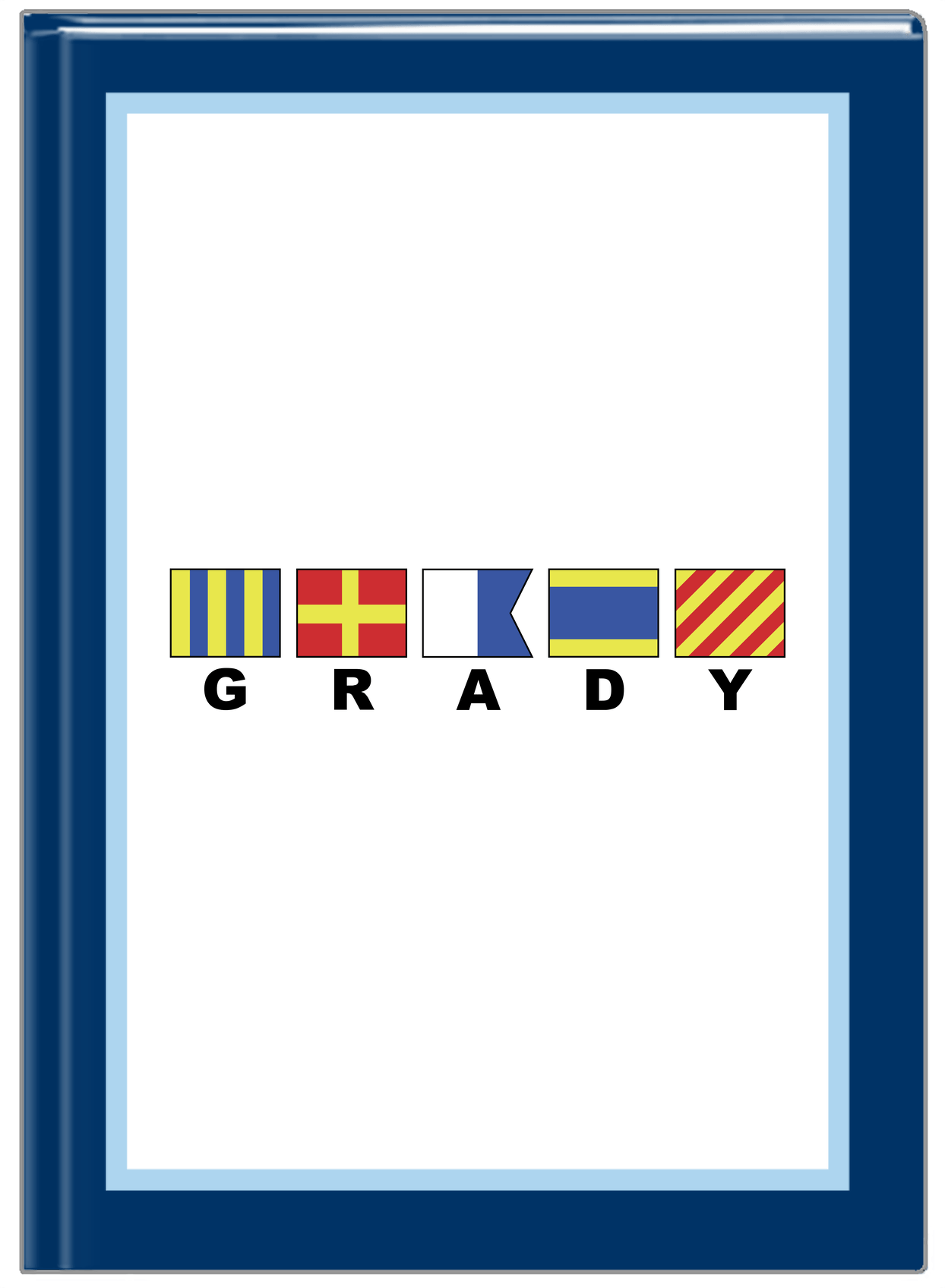Personalized Nautical Flags Journal - Navy and Blue - Flags with Large Letters - Front View