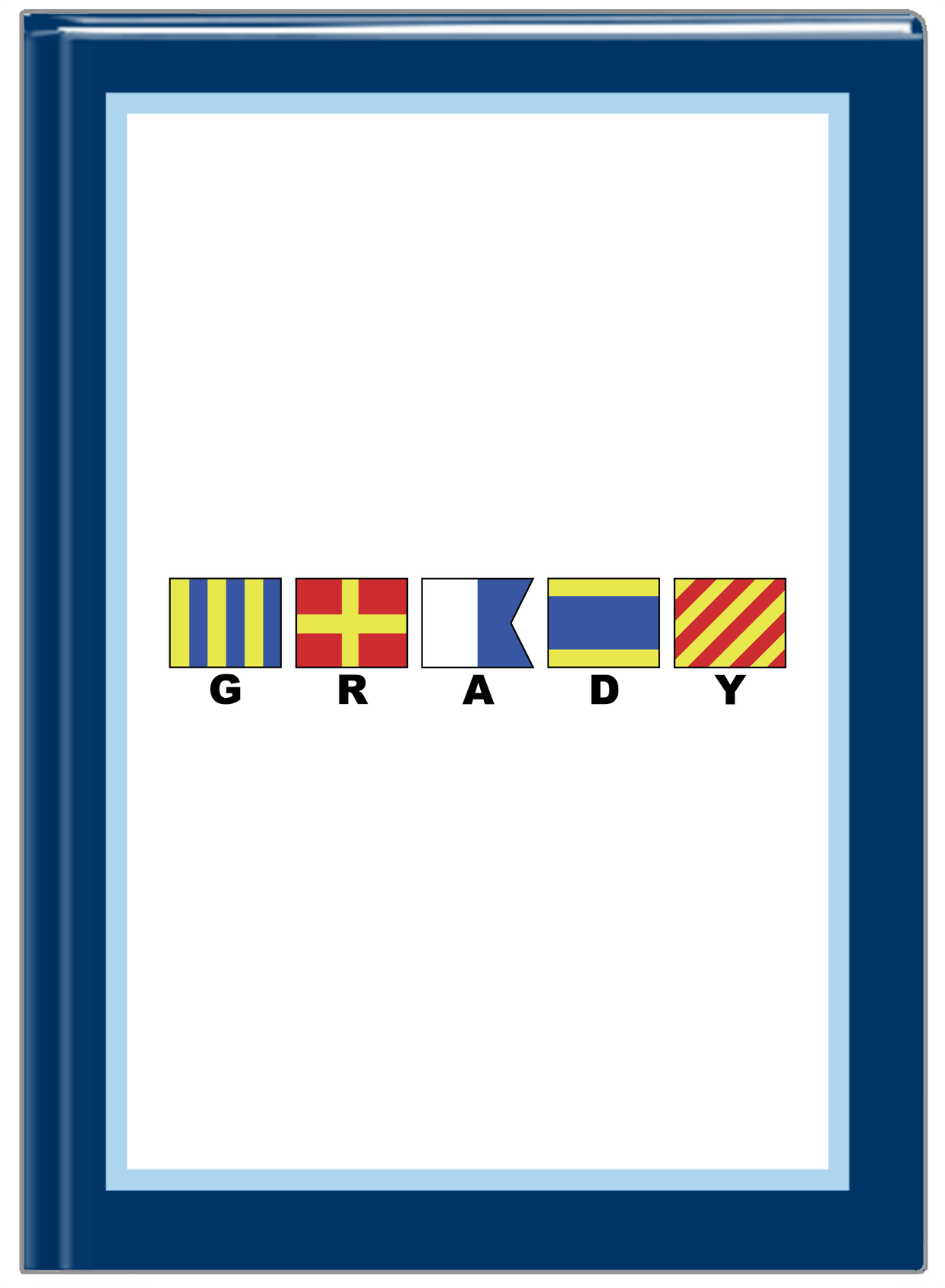 Personalized Nautical Flags Journal - Navy and Blue - Flags with Small Letters - Front View