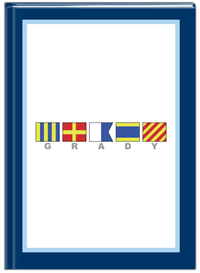 Thumbnail for Personalized Nautical Flags Journal - Navy and Blue - Flags with Grey Letters - Front View
