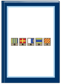 Thumbnail for Personalized Nautical Flags Journal - Navy and Blue - Flags with Light Brown Frames - Front View