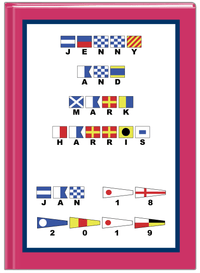 Thumbnail for Personalized Nautical Flags Journal - Pink and Blue - Flags with Large Letters - Front View