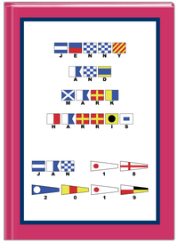 Thumbnail for Personalized Nautical Flags Journal - Pink and Blue - Flags with Small Letters - Front View