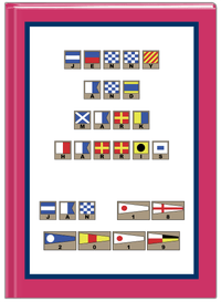 Thumbnail for Personalized Nautical Flags Journal - Pink and Blue - Flags with Light Brown Frames - Front View