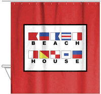 Thumbnail for Personalized Nautical Flags Shower Curtain - Red and Black - Flags With Large Letters - Hanging View