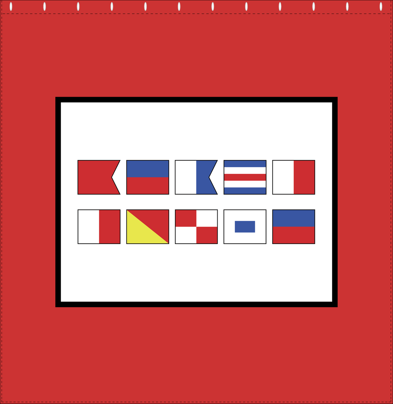Personalized Nautical Flags Shower Curtain - Red and Black - Flags Without Letters - Decorate View