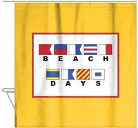 Thumbnail for Personalized Nautical Flags Shower Curtain - Yellow and Red - Flags With Large Letters - Hanging View