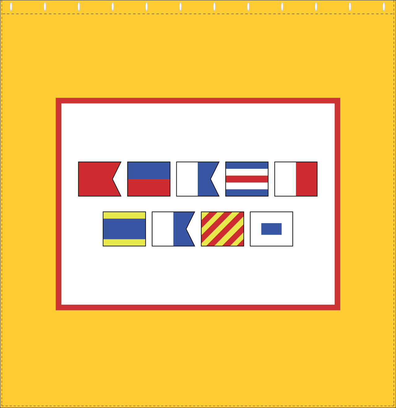 Personalized Nautical Flags Shower Curtain - Yellow and Red - Flags Without Letters - Decorate View