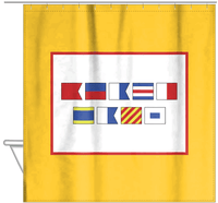 Thumbnail for Personalized Nautical Flags Shower Curtain - Yellow and Red - Flags Without Letters - Hanging View
