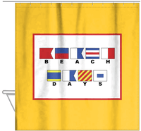 Thumbnail for Personalized Nautical Flags Shower Curtain - Yellow and Red - Flags With Small Letters - Hanging View
