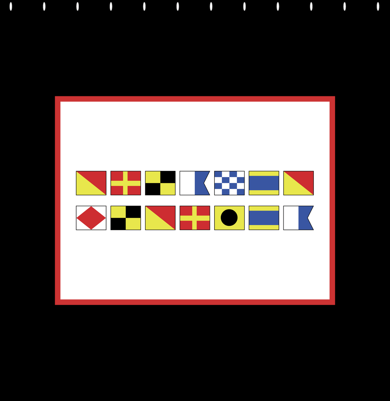 Personalized Nautical Flags Shower Curtain - Black and Red - Flags Without Letters - Decorate View