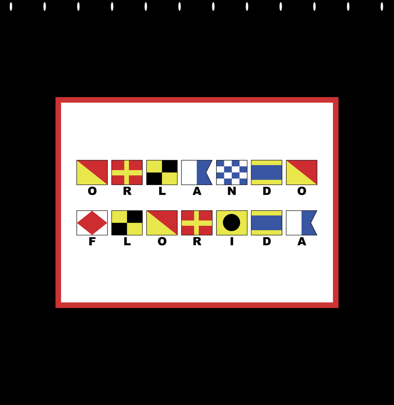Personalized Nautical Flags Shower Curtain - Black and Red - Flags With Small Letters - Decorate View