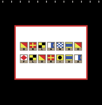 Thumbnail for Personalized Nautical Flags Shower Curtain - Black and Red - Flags With Light Brown Frames - Decorate View