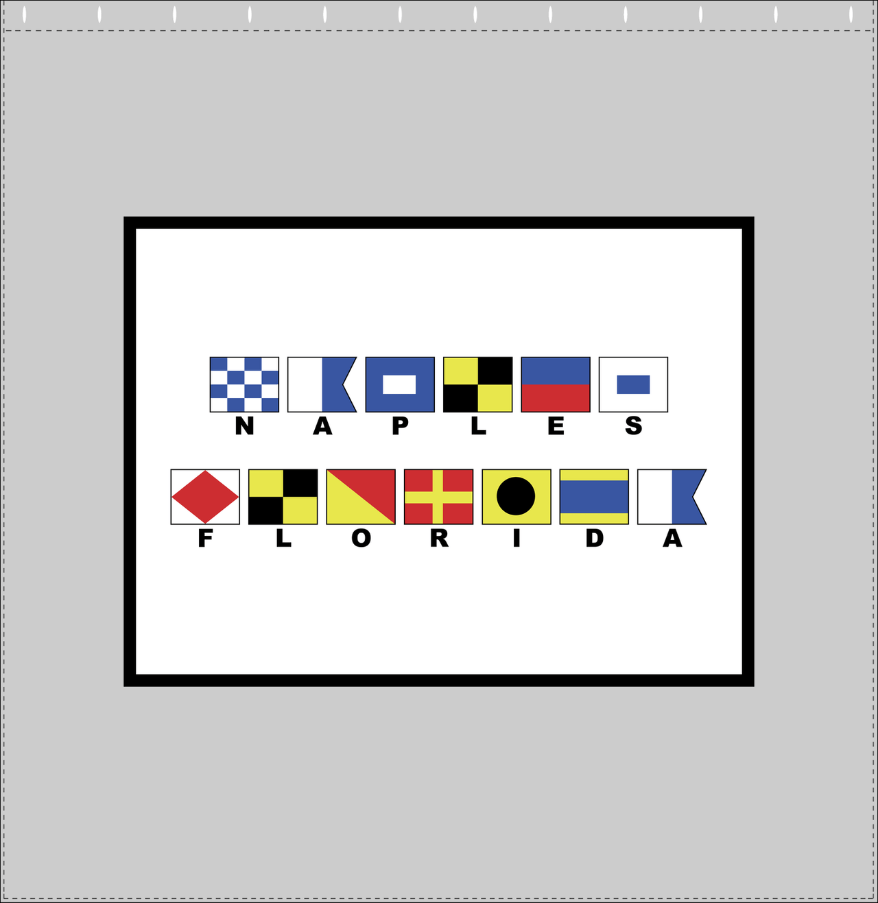 Personalized Nautical Flags Shower Curtain - Grey and Black - Flags With Small Letters - Decorate View