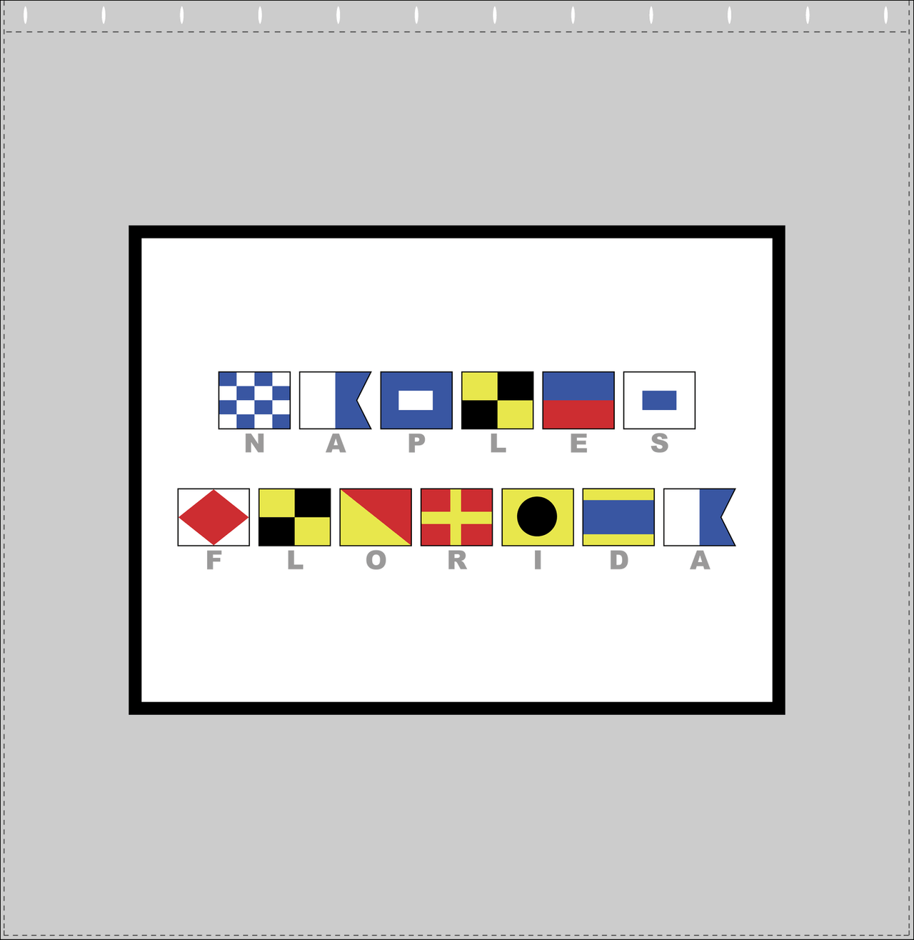Personalized Nautical Flags Shower Curtain - Grey and Black - Flags With Grey Letters - Decorate View