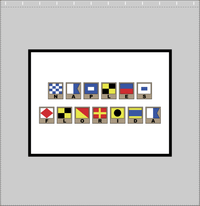Thumbnail for Personalized Nautical Flags Shower Curtain - Grey and Black - Flags With Light Brown Frames - Decorate View