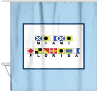 Thumbnail for Personalized Nautical Flags Shower Curtain - Blue and Navy - Flags With Large Letters - Hanging View
