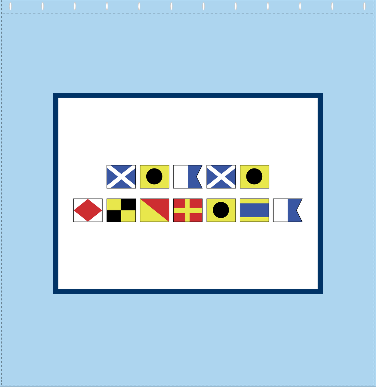Personalized Nautical Flags Shower Curtain - Blue and Navy - Flags Without Letters - Decorate View