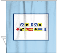 Thumbnail for Personalized Nautical Flags Shower Curtain - Blue and Navy - Flags Without Letters - Hanging View