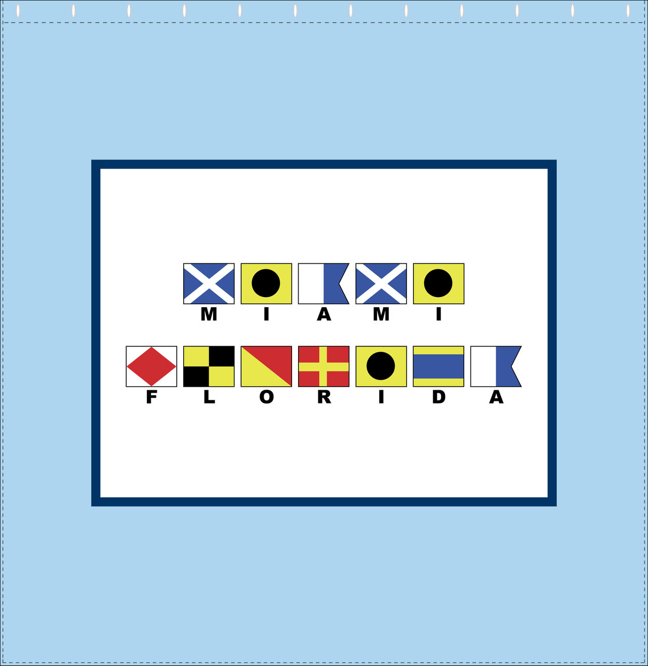 Personalized Nautical Flags Shower Curtain - Blue and Navy - Flags With Small Letters - Decorate View