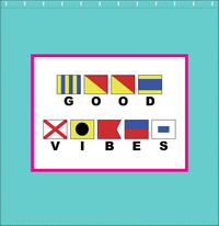 Thumbnail for Personalized Nautical Flags Shower Curtain - Teal and Pink - Flags With Large Letters - Decorate View