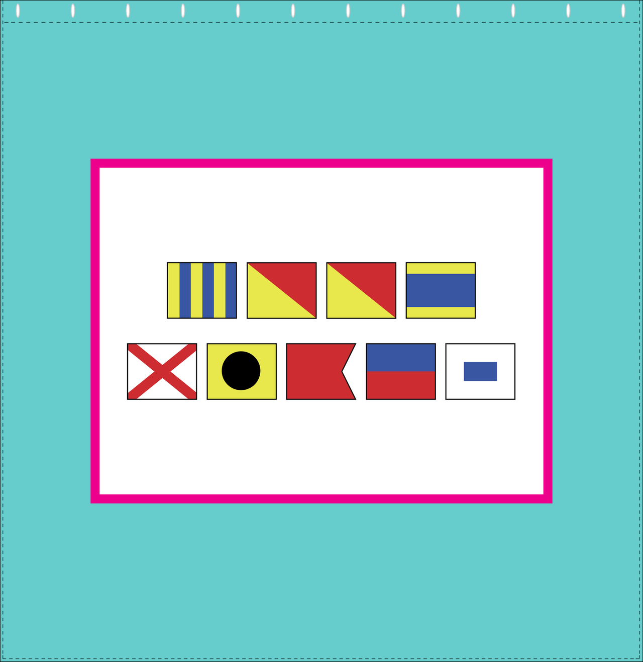 Personalized Nautical Flags Shower Curtain - Teal and Pink - Flags Without Letters - Decorate View
