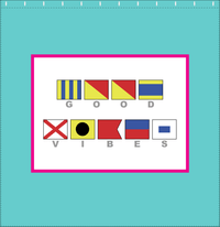 Thumbnail for Personalized Nautical Flags Shower Curtain - Teal and Pink - Flags With Grey Letters - Decorate View