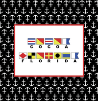 Thumbnail for Personalized Nautical Flags Shower Curtain with Anchors - Black and Red - Flags with Large Letters - Decorate View