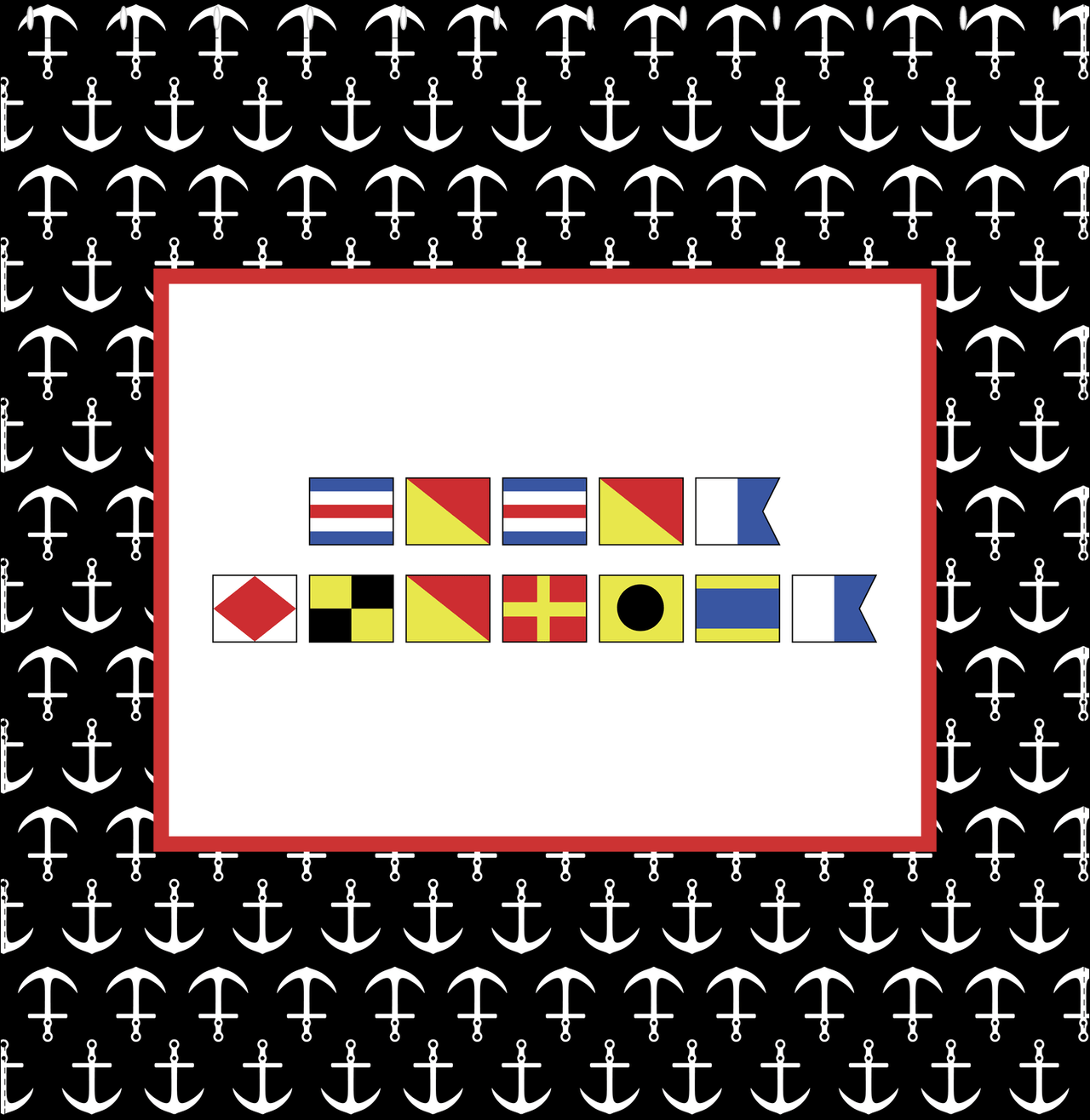 Personalized Nautical Flags Shower Curtain with Anchors - Black and Red - Flags without Letters - Decorate View