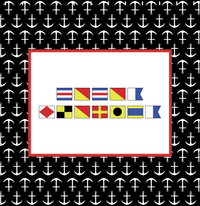 Thumbnail for Personalized Nautical Flags Shower Curtain with Anchors - Black and Red - Flags without Letters - Decorate View