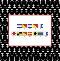 Thumbnail for Personalized Nautical Flags Shower Curtain with Anchors - Black and Red - Flags with Grey Letters - Decorate View