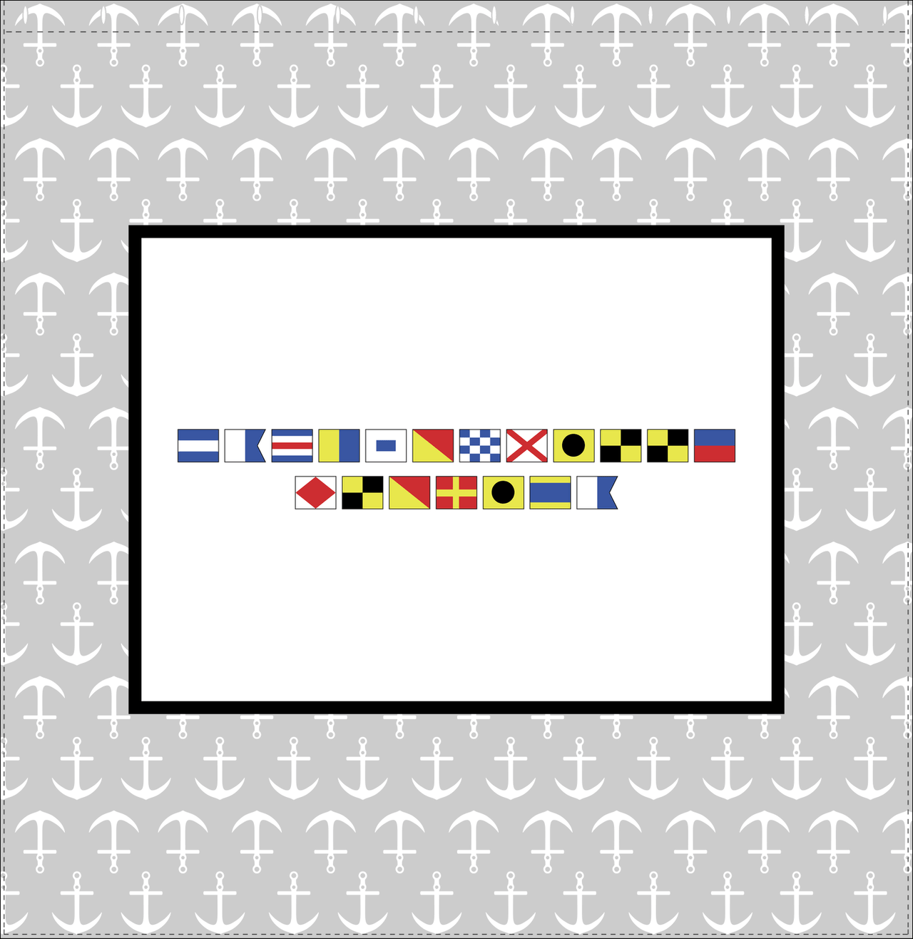 Personalized Nautical Flags Shower Curtain with Anchors - Grey and Black - Flags without Letters - Decorate View