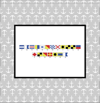 Thumbnail for Personalized Nautical Flags Shower Curtain with Anchors - Grey and Black - Flags with Grey Letters - Decorate View