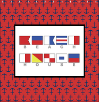 Thumbnail for Personalized Nautical Flags Shower Curtain with Anchors - Red and Black - Flags with Grey Letters - Decorate View