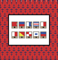 Thumbnail for Personalized Nautical Flags Shower Curtain with Anchors - Red and Black - Flags with Light Brown Frames - Decorate View