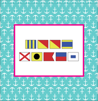 Thumbnail for Personalized Nautical Flags Shower Curtain with Anchors - Teal and Pink - Flags without Letters - Decorate View