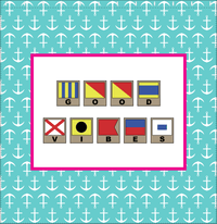 Thumbnail for Personalized Nautical Flags Shower Curtain with Anchors - Teal and Pink - Flags with Light Brown Frames - Decorate View