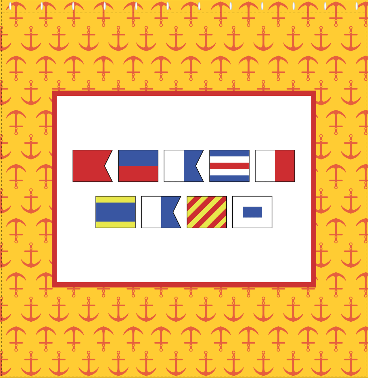 Personalized Nautical Flags Shower Curtain with Anchors - Yellow and Red - Flags without Letters - Decorate View